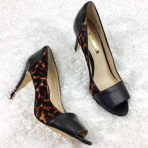 Louise et Cie Leopard Calf Hair Peep Toe Pump 8.5